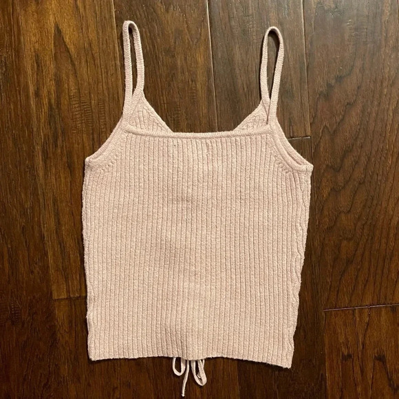 American Eagle Light Pink Knit Lace Up Corset Top - Picture 3 of 8